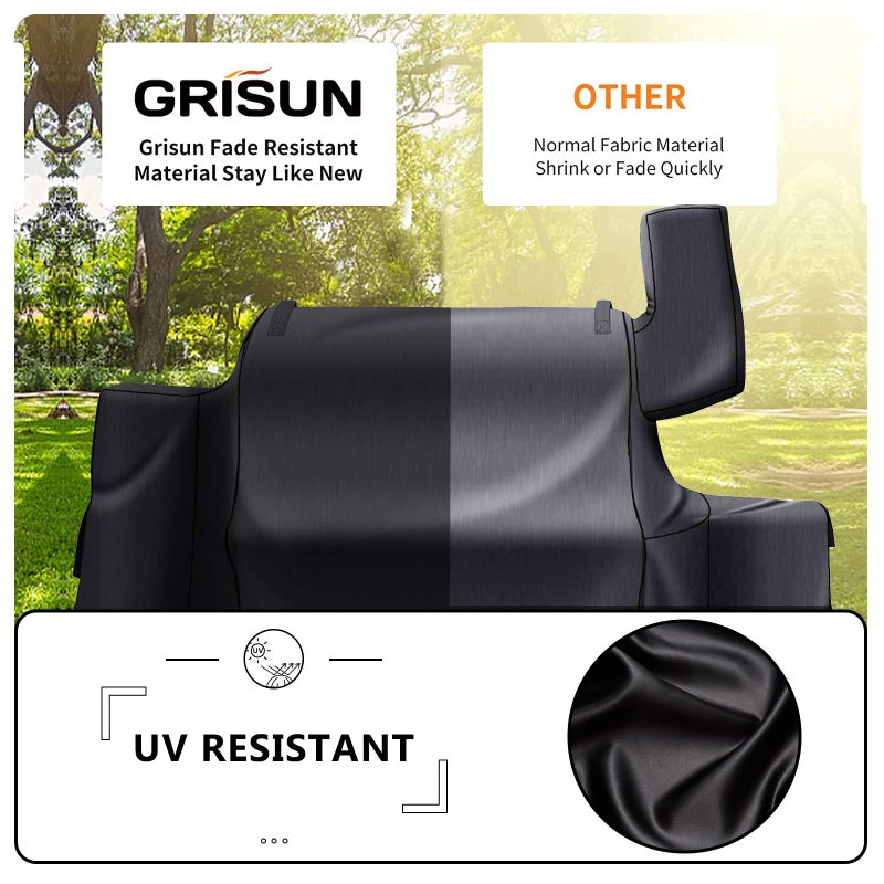 Grisun Grill Cover for Green Mountain Daniel Boone Prime WiFi Grills, Anti-Fade Waterproof Wood Pellet Grill Cover for Ledge Prime Plus WiFi Pellet Grill, Full Length BBQ Cover, 600D Fabric, Black - Image 4